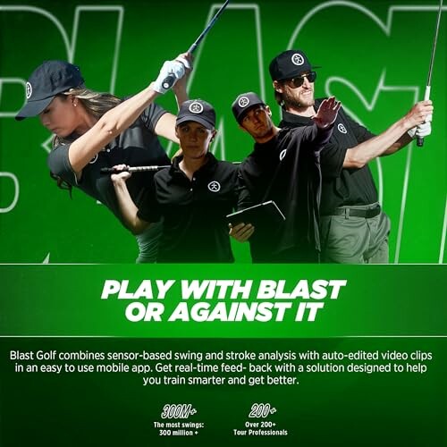 Golf players using Blast Golf technology for swing analysis.