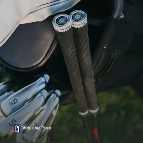 Golf clubs with grips in a bag