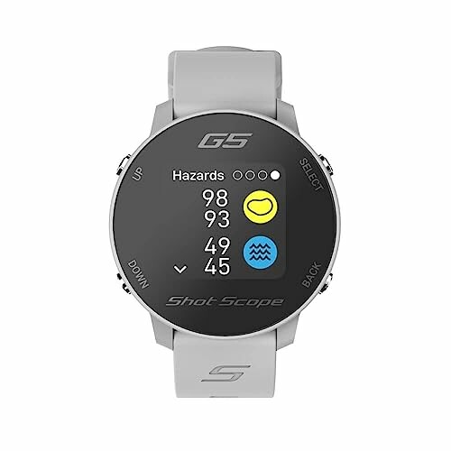 Golf GPS watch with hazard display.