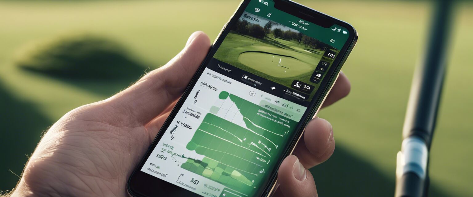 Smartphone displaying golf training app with swing analysis