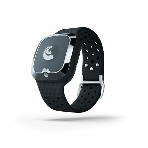 Black smartwatch with perforated strap