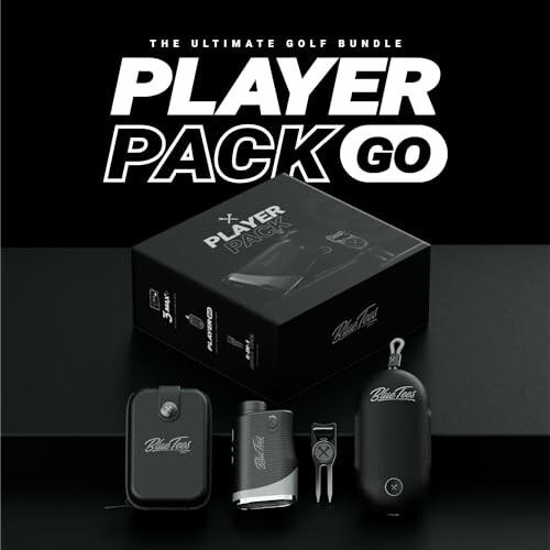 Ultimate golf bundle with various accessories displayed in front of packaging.